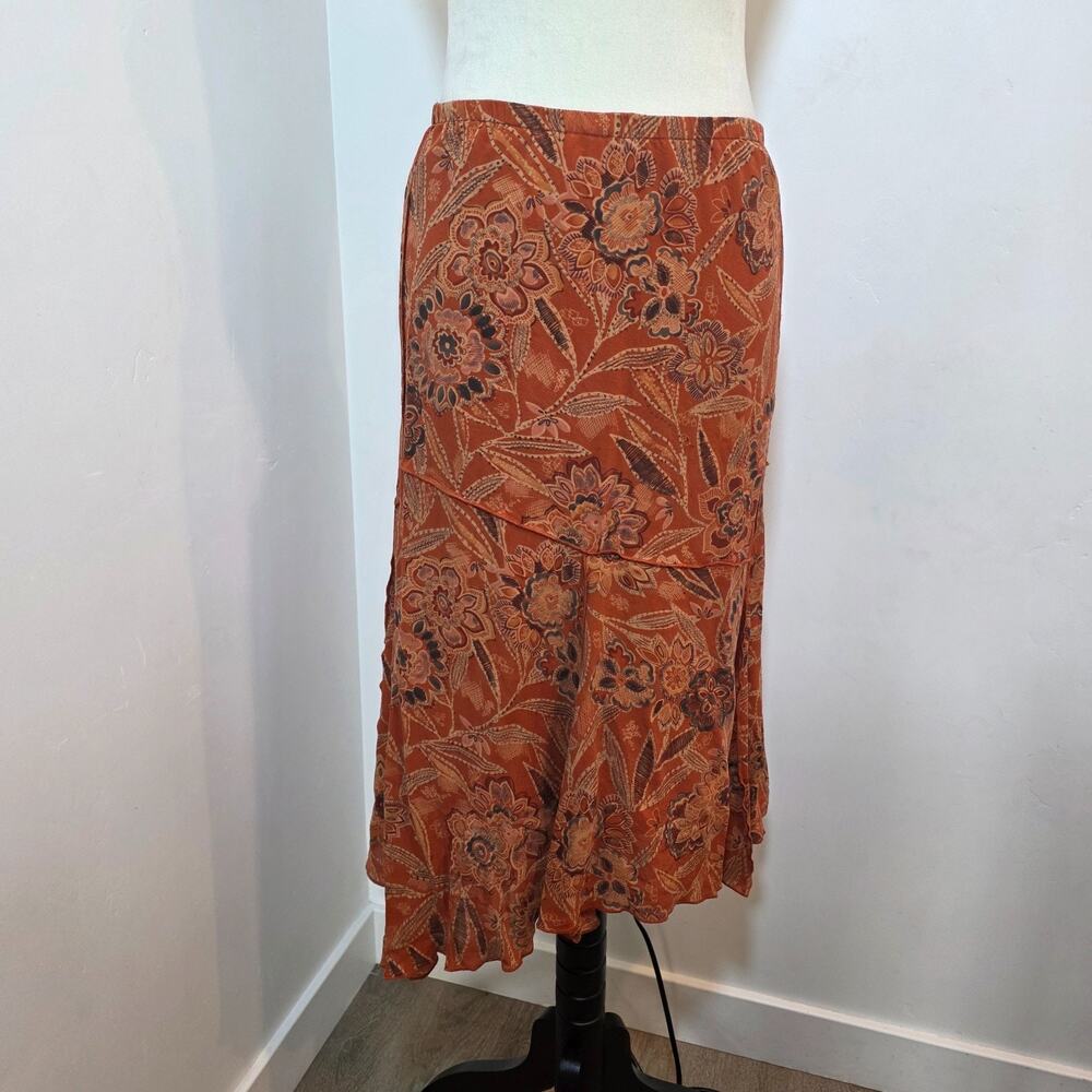 Tyler Boe Asymmetric Silk Skirt Orange Forest Fairy Indie Grunge Y2K Boho Size S